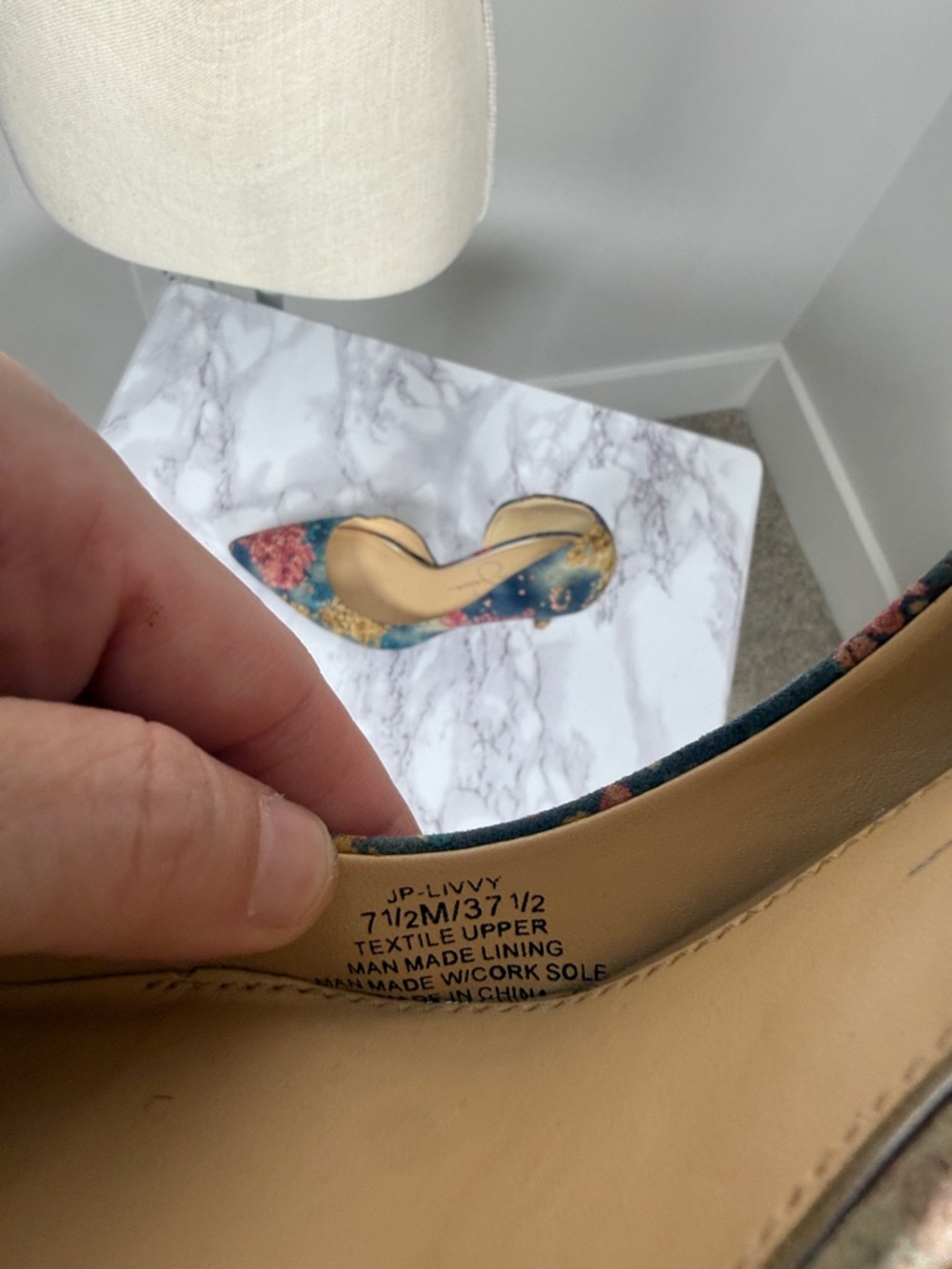 Jessica Simpson Teal Floral Pointed-Toe Pumps - Picture 2 of 7